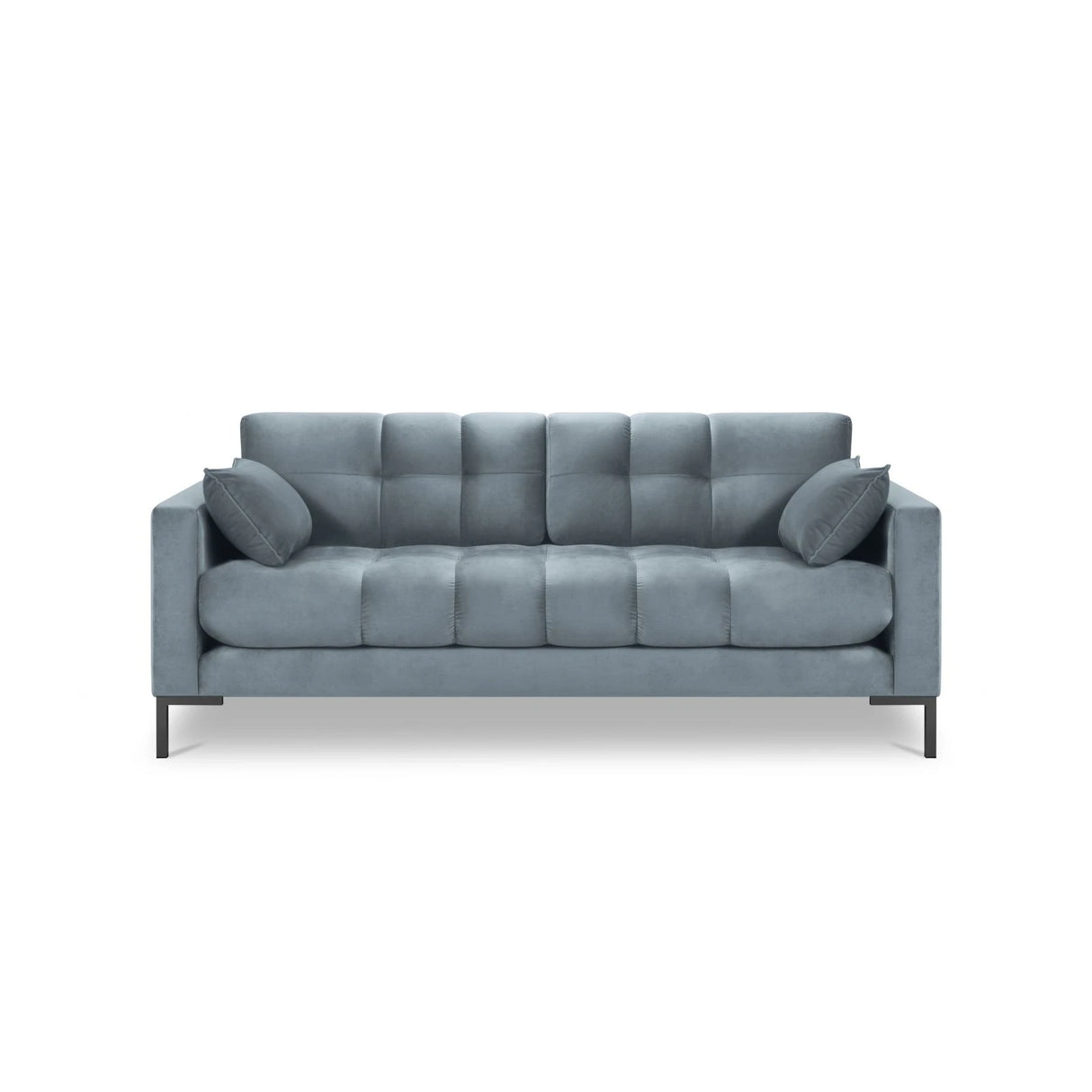 Mamaia 3-Sitzer Sofa, Metallbeine Schwarz, mit Bezug aus Samt (Blu06) in Hellblau, 177x96 cm – Bild 4