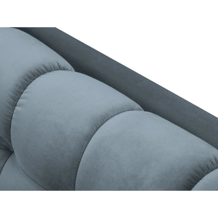 Mamaia 3-Sitzer Sofa, Metallbeine Schwarz, mit Bezug aus Samt (Blu06) in Hellblau, 177x96 cm – Bild 7