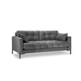 Mamaia 3-Sitzer Sofa, Metallbeine Schwarz, mit Bezug aus Samt (Blu13) in Hellgrau, 177x96 cm – Bild 1