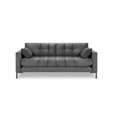 Mamaia 3-Sitzer Sofa, Metallbeine Schwarz, mit Bezug aus Samt (Blu13) in Hellgrau, 177x96 cm – Bild 4
