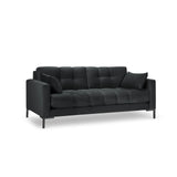 Mamaia 3-Sitzer Sofa, Metallbeine Schwarz, mit Bezug aus Samt (Blu18) in Dunkelgrau, 177x96 cm – Bild 1