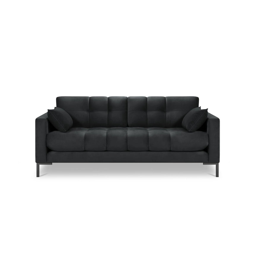 Mamaia 3-Sitzer Sofa, Metallbeine Schwarz, mit Bezug aus Samt (Blu18) in Dunkelgrau, 177x96 cm – Bild 4