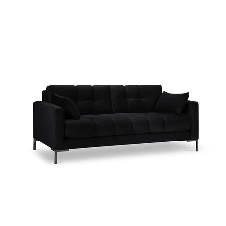 Mamaia 3-Sitzer Sofa, Metallbeine Schwarz, mit Bezug aus Samt (Blu19) in Schwarz, 177x96 cm – Bild 1