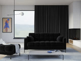 Mamaia 3-Sitzer Sofa, Metallbeine Schwarz, mit Bezug aus Samt (Blu19) in Schwarz, 177x96 cm – Bild 2