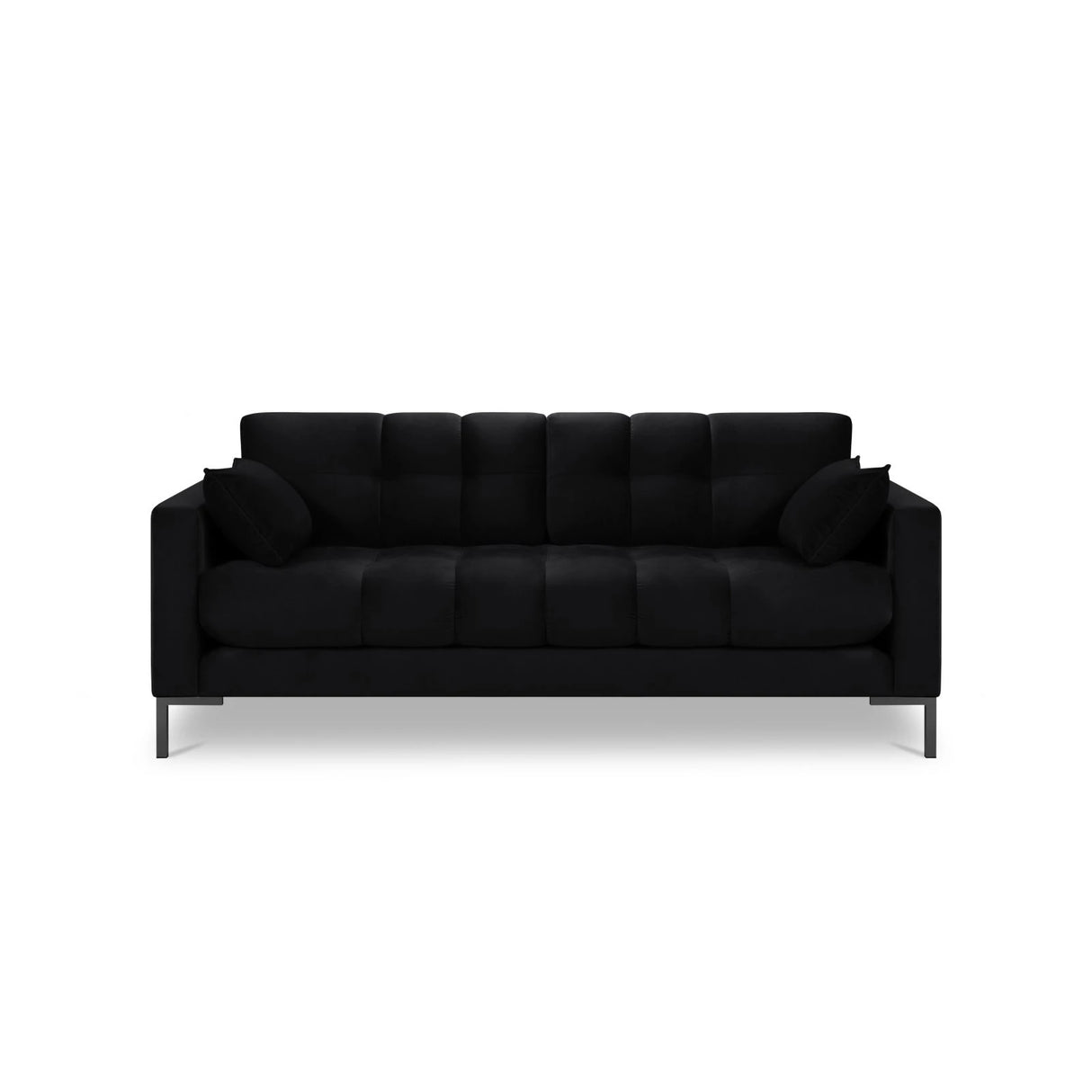 Mamaia 3-Sitzer Sofa, Metallbeine Schwarz, mit Bezug aus Samt (Blu19) in Schwarz, 177x96 cm – Bild 4