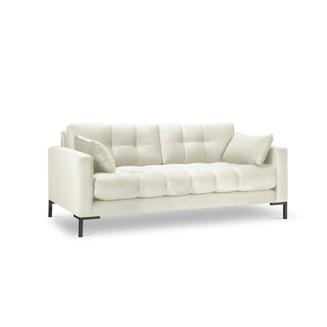 Mamaia 3-Sitzer Sofa, Metallbeine Schwarz, mit Bezug aus Samt (Blu22) in Leichtes Beige, 177x96 cm – Bild 1
