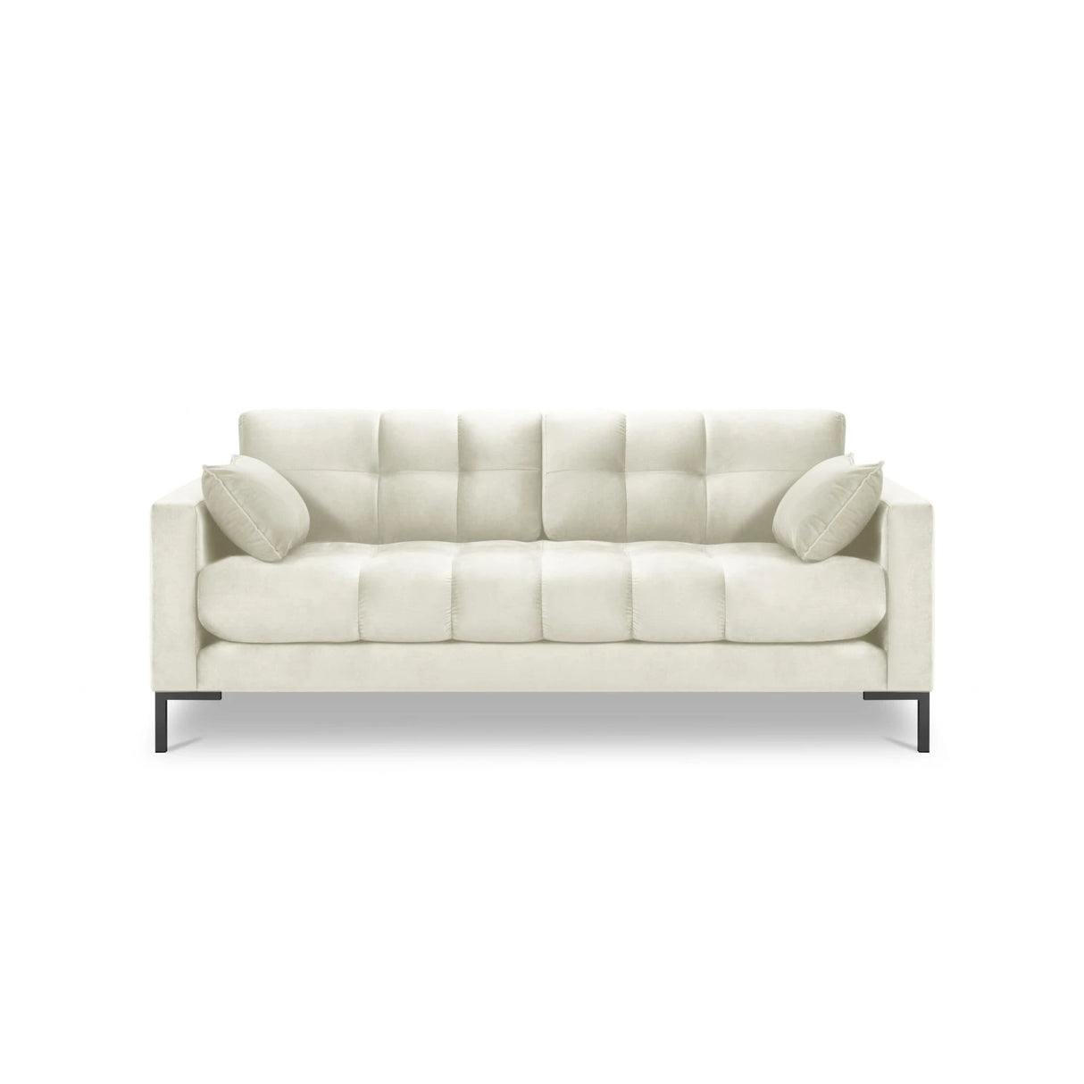 Mamaia 3-Sitzer Sofa, Metallbeine Schwarz, mit Bezug aus Samt (Blu22) in Leichtes Beige, 177x96 cm – Bild 4