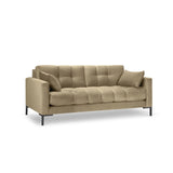 Mamaia 3-Sitzer Sofa, Metallbeine Schwarz, mit Bezug aus Samt (Blu28) in Beige, 177x96 cm – Bild 1