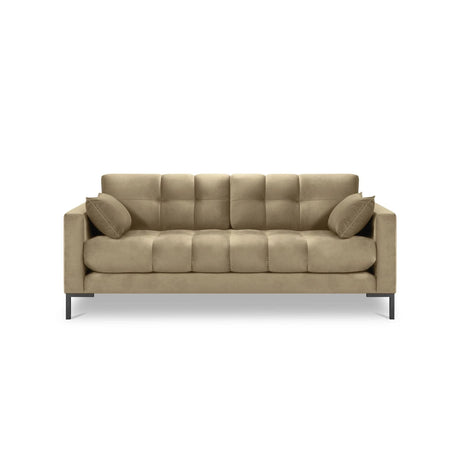 Mamaia 3-Sitzer Sofa, Metallbeine Schwarz, mit Bezug aus Samt (Blu28) in Beige, 177x96 cm – Bild 4