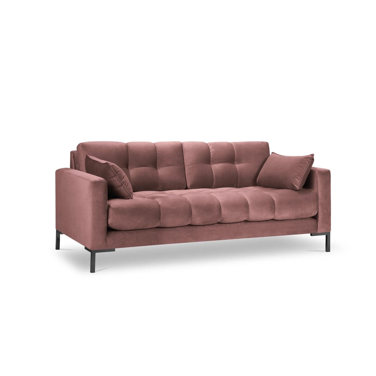 Mamaia 3-Sitzer Sofa, Metallbeine Schwarz, mit Bezug aus Samt (Blu52) in Rosa, 177x96 cm – Bild 1
