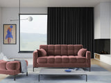Mamaia 3-Sitzer Sofa, Metallbeine Schwarz, mit Bezug aus Samt (Blu52) in Rosa, 177x96 cm – Bild 2