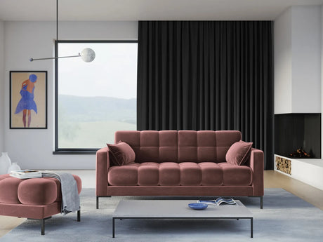 Mamaia 3-Sitzer Sofa, Metallbeine Schwarz, mit Bezug aus Samt (Blu52) in Rosa, 177x96 cm – Bild 2
