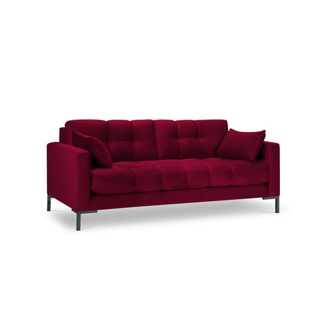 Mamaia 3-Sitzer Sofa, Metallbeine Schwarz, mit Bezug aus Samt (Blu59) in Rot, 177x96 cm – Bild 1