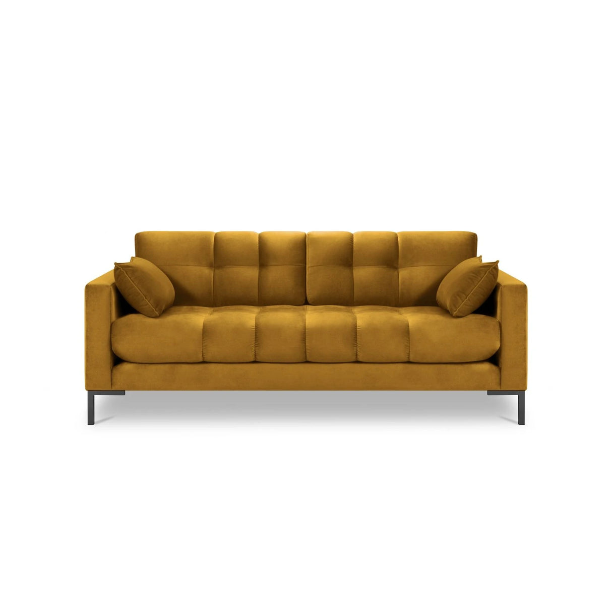 Mamaia 3-Sitzer Sofa, Metallbeine Schwarz, mit Bezug aus Samt (Blu68) in Gelb, 177x96 cm – Bild 4