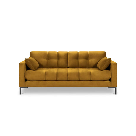 Mamaia 3-Sitzer Sofa, Metallbeine Schwarz, mit Bezug aus Samt (Blu68) in Gelb, 177x96 cm – Bild 4