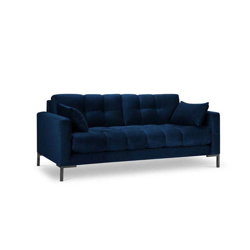 Mamaia 3-Sitzer Sofa, Metallbeine Schwarz, mit Bezug aus Samt (Blu86) in Königsblau, 177x96 cm – Bild 1