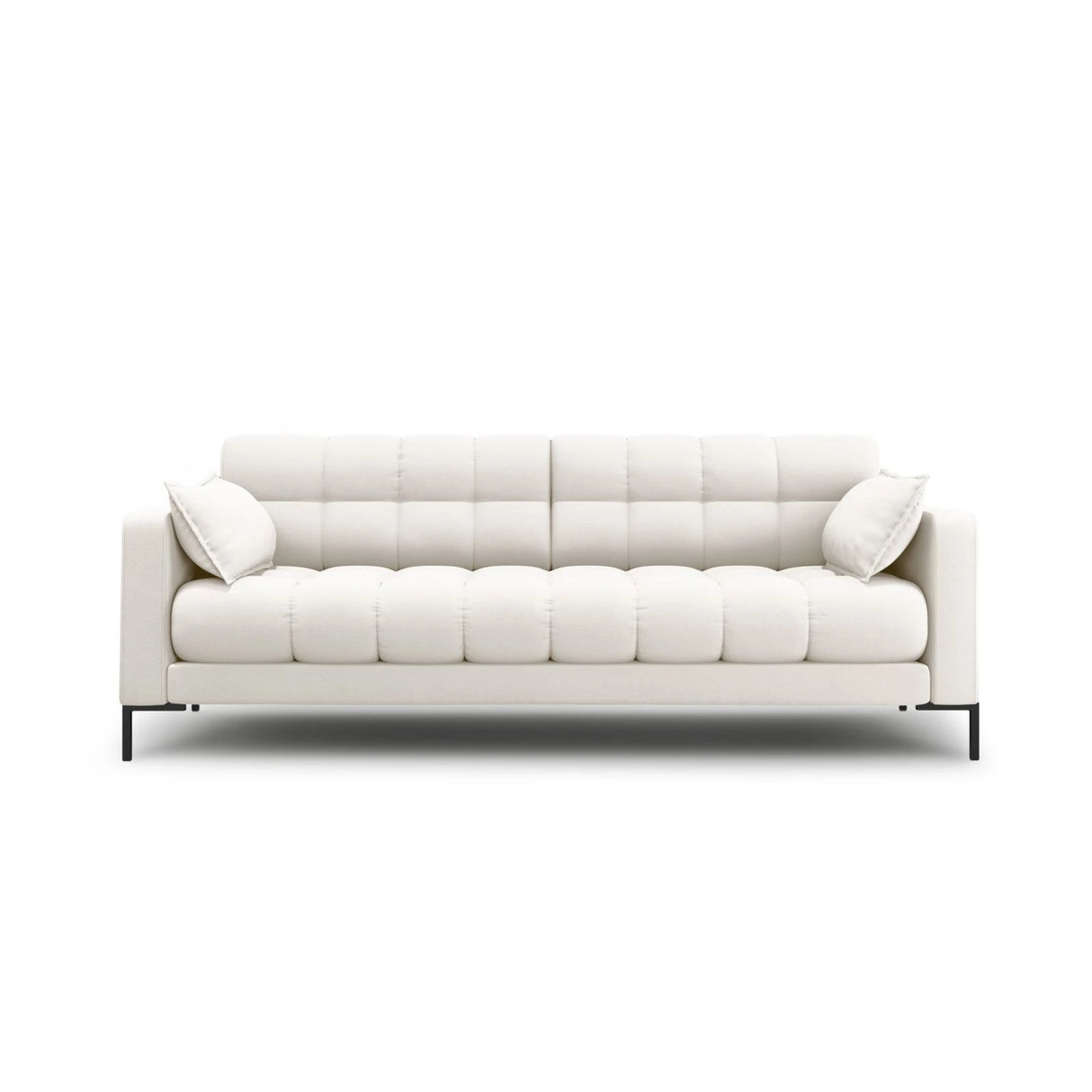 Mamaia 3-Sitzer Sofa, Metallbeine Schwarz, mit Bezug aus Samt oder Strukturstoff, 177x96 cm – Bild 1