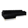 Mamaia 4-Sitzer Ecksofa, Linke Seite, Beine Goldmetall, mit Bezug aus Samt (Blu19) in Schwarz, 293x185 cm – Bild 1
