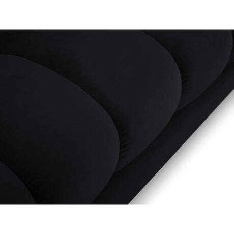 Mamaia 4-Sitzer Ecksofa, Linke Seite, Beine Goldmetall, mit Bezug aus Samt (Blu19) in Schwarz, 293x185 cm – Bild 6