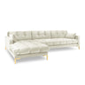 Mamaia 4-Sitzer Ecksofa, Linke Seite, Beine Goldmetall, mit Bezug aus Samt (Blu22) in Leichtes Beige, 293x185 cm – Bild 1