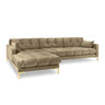 Mamaia 4-Sitzer Ecksofa, Linke Seite, Beine Goldmetall, mit Bezug aus Samt (Blu28) in Beige, 293x185 cm – Bild 1