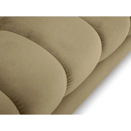 Mamaia 4-Sitzer Ecksofa, Linke Seite, Beine Goldmetall, mit Bezug aus Samt (Blu28) in Beige, 293x185 cm – Bild 6