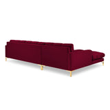 Mamaia 4-Sitzer Ecksofa, Linke Seite, Beine Goldmetall, mit Bezug aus Samt (Blu59) in Rot, 293x185 cm – Bild 5
