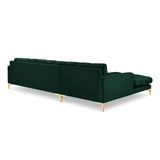 Mamaia 4-Sitzer Ecksofa, Linke Seite, Beine Goldmetall, mit Bezug aus Samt (Blu78) in Flaschengrün, 293x185 cm – Bild 5