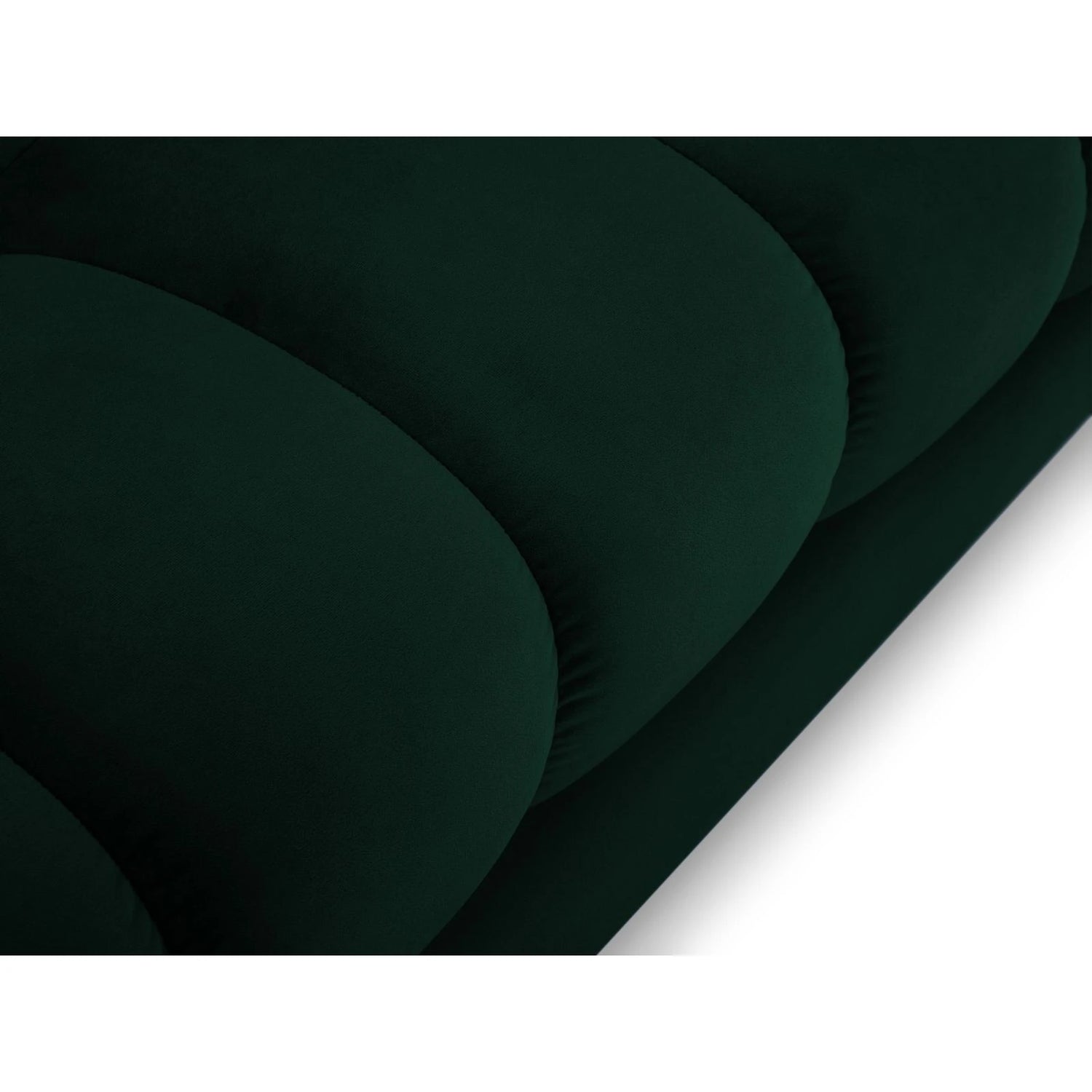 Mamaia 4-Sitzer Ecksofa, Linke Seite, Beine Goldmetall, mit Bezug aus Samt (Blu78) in Flaschengrün, 293x185 cm – Bild 6