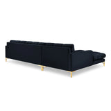 Mamaia 4-Sitzer Ecksofa, Linke Seite, Beine Goldmetall, mit Bezug aus Samt (Blu89) in Dunkelblau, 293x185 cm – Bild 5