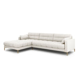 Mamaia 4-Sitzer Ecksofa, Linke Seite, Beine Goldmetall, mit Bezug aus Samt oder Strukturstoff, 293x185 cm – Bild 3