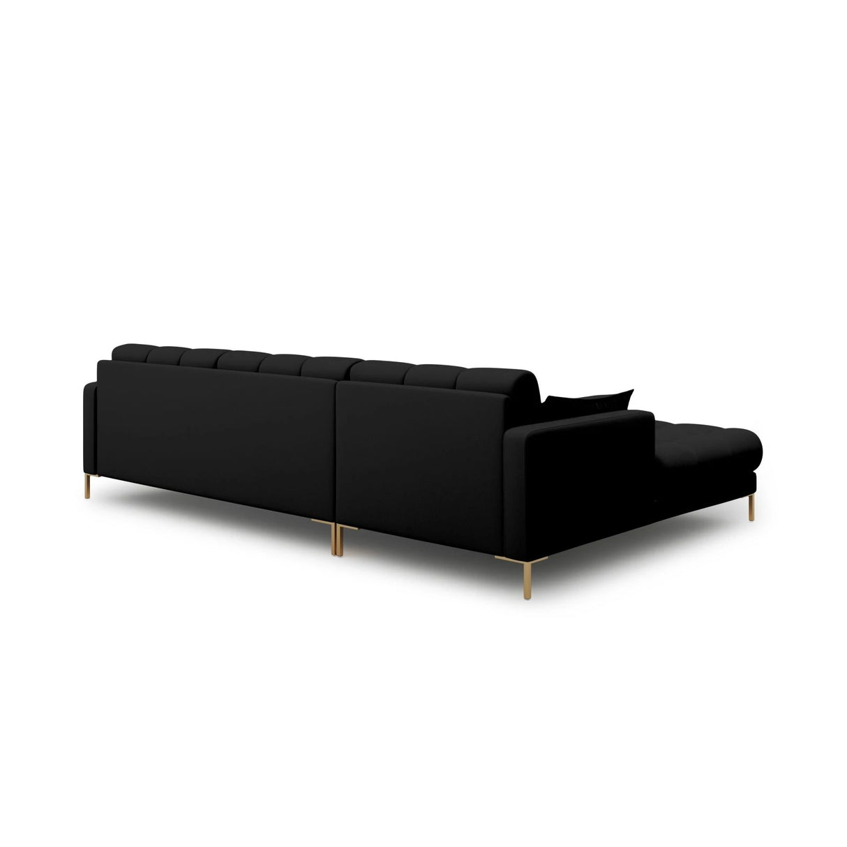 Mamaia 4-Sitzer Ecksofa, Linke Seite, Beine Goldmetall, mit Bezug aus Strukturierter Stoff (Nev100) in Schwarz, 293x185 cm – Bild 5
