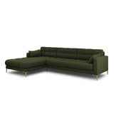 Mamaia 4-Sitzer Ecksofa, Linke Seite, Beine Goldmetall, mit Bezug aus Strukturierter Stoff (Nev39) in Grün, 293x185 cm – Bild 3