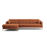 Mamaia 4-Sitzer Ecksofa, Linke Seite, Beine Goldmetall, mit Bezug aus Strukturierter Stoff (Nev52) in Ziegel, 293x185 cm – Bild 1