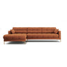 Mamaia 4-Sitzer Ecksofa, Linke Seite, Beine Goldmetall, mit Bezug aus Strukturierter Stoff (Nev52) in Ziegel, 293x185 cm – Bild 1