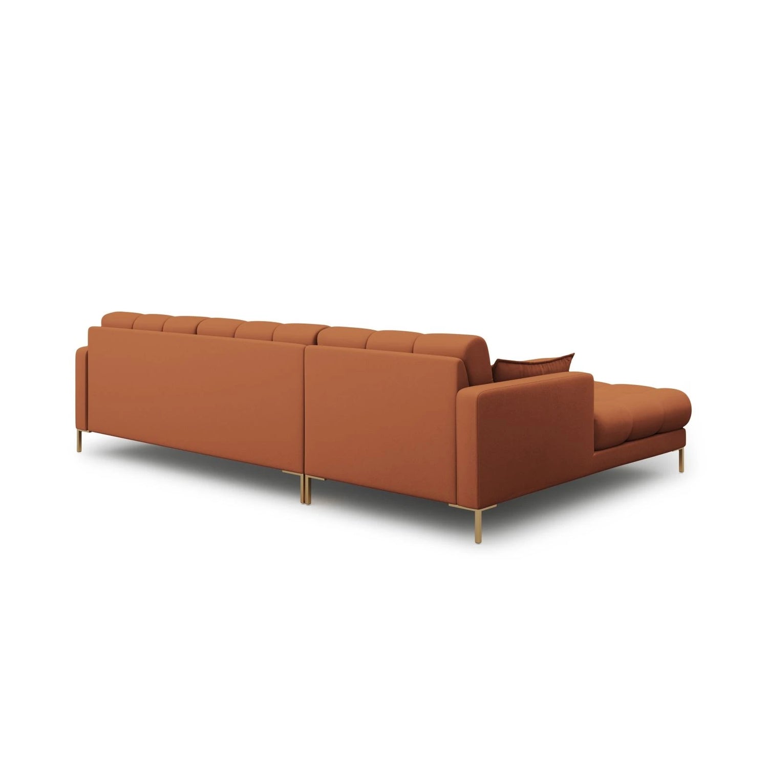 Mamaia 4-Sitzer Ecksofa, Linke Seite, Beine Goldmetall, mit Bezug aus Strukturierter Stoff (Nev52) in Ziegel, 293x185 cm – Bild 5