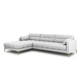 Mamaia 4-Sitzer Ecksofa, Linke Seite, Beine Goldmetall, mit Bezug aus Strukturierter Stoff (Nev80) in Hellgrau, 293x185 cm – Bild 3