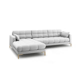 Mamaia 4-Sitzer Ecksofa, Linke Seite, Beine Goldmetall, mit Bezug aus Strukturierter Stoff (Nev80) in Hellgrau, 293x185 cm – Bild 4