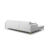 Mamaia 4-Sitzer Ecksofa, Linke Seite, Beine Goldmetall, mit Bezug aus Strukturierter Stoff (Nev80) in Hellgrau, 293x185 cm – Bild 5