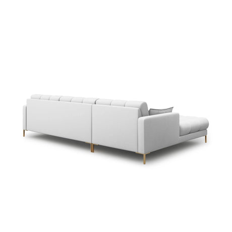 Mamaia 4-Sitzer Ecksofa, Linke Seite, Beine Goldmetall, mit Bezug aus Strukturierter Stoff (Nev80) in Hellgrau, 293x185 cm – Bild 5
