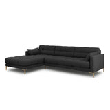 Mamaia 4-Sitzer Ecksofa, Linke Seite, Beine Goldmetall, mit Bezug aus Strukturierter Stoff (Nev97) in Dunkelgrau, 293x185 cm – Bild 3