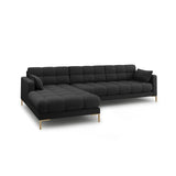 Mamaia 4-Sitzer Ecksofa, Linke Seite, Beine Goldmetall, mit Bezug aus Strukturierter Stoff (Nev97) in Dunkelgrau, 293x185 cm – Bild 4