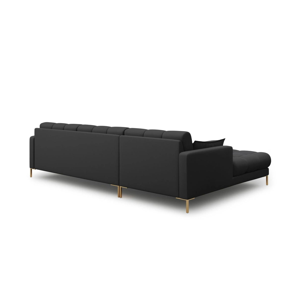 Mamaia 4-Sitzer Ecksofa, Linke Seite, Beine Goldmetall, mit Bezug aus Strukturierter Stoff (Nev97) in Dunkelgrau, 293x185 cm – Bild 5