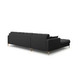 Mamaia 4-Sitzer Ecksofa, Linke Seite, Beine Goldmetall, mit Bezug aus Strukturierter Stoff (Nev97) in Dunkelgrau, 293x185 cm – Bild 5