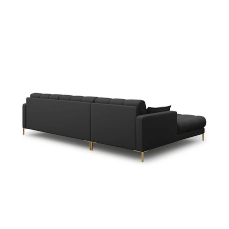 Mamaia 4-Sitzer Ecksofa, Linke Seite, Beine Goldmetall, mit Bezug aus Strukturierter Stoff (Nev97) in Dunkelgrau, 293x185 cm – Bild 5