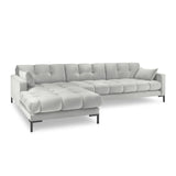 Mamaia 4-Sitzer Ecksofa, Linke Seite, Metallbeine Schwarz, mit Bezug aus Samt (Blu03) in Silber, 293x185 cm – Bild 1