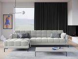 Mamaia 4-Sitzer Ecksofa, Linke Seite, Metallbeine Schwarz, mit Bezug aus Samt (Blu03) in Silber, 293x185 cm – Bild 2