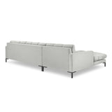 Mamaia 4-Sitzer Ecksofa, Linke Seite, Metallbeine Schwarz, mit Bezug aus Samt (Blu03) in Silber, 293x185 cm – Bild 5