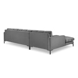 Mamaia 4-Sitzer Ecksofa, Linke Seite, Metallbeine Schwarz, mit Bezug aus Samt (Blu13) in Hellgrau, 293x185 cm – Bild 5