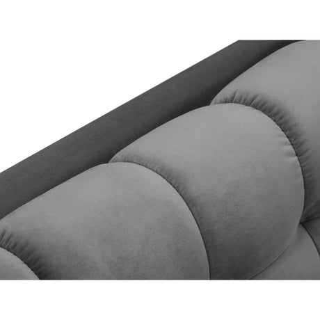 Mamaia 4-Sitzer Ecksofa, Linke Seite, Metallbeine Schwarz, mit Bezug aus Samt (Blu13) in Hellgrau, 293x185 cm – Bild 7